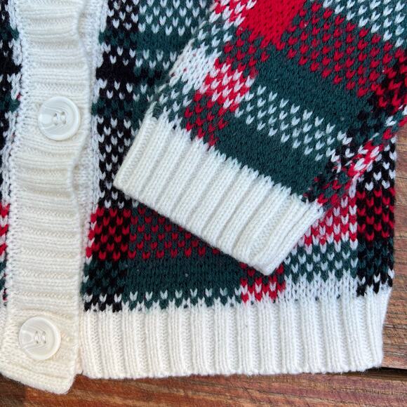 Disney Minnie Mouse Holiday Sweater 2T | Red Green Plaid Knit Christmas Cardigan - Picture 9 of 13